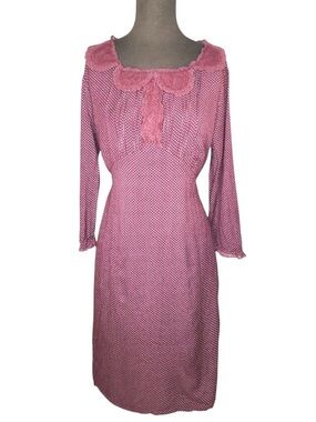 April Cornell Burgundy Polka Dot Cottagecore Dress XS Small